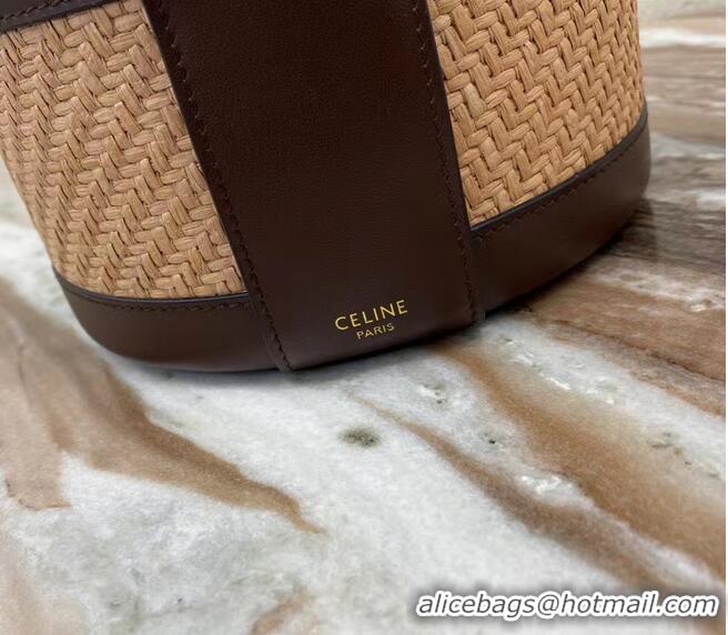 Unique Grade CELINE MEDIUM TAMBOUR BAG IN TRIOMPHE CANVAS 195192 brown