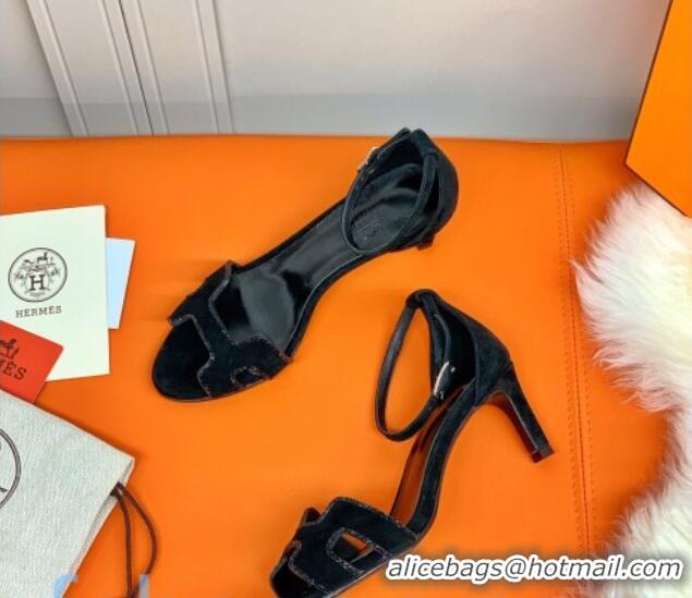 Low Cost Hermes Premiere Crystal H Heel 60 Sandals Black 082710