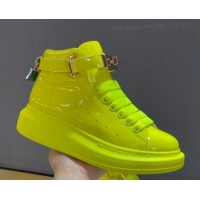 Classic Practical Alexander McQueen Patent Leather Sneakers with Lock Charm 90905 Yellow