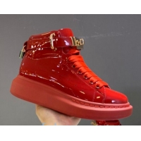 Low Price Alexander McQueen Patent Leather Sneakers with Lock Charm 90905 Red