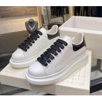 Unique Grade Alexander Mcqueen White Silky Calfskin Sneaker Black 22211