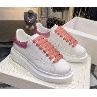 Low Cost Alexander Mcqueen White Silky Calfskin Sneaker 22211 Pink