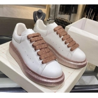 Good Looking Alexander Mcqueen White Silky Calfskin Sneaker 22211 Light Brown