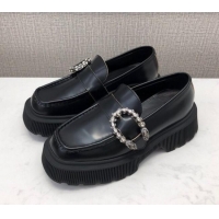 Super Quality Gucci Dionysus Shiny Leather 50mm Platform Loafers 11117 Black