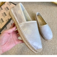 Fashionable Gucci GG Silk Espadrilles 11264 Silver 