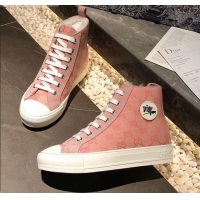 Good Looking Gucci x Dior GG Canvas Short Sneaker Boots with Logo Patch 111422 Pink