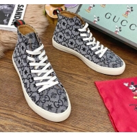 Good Quality Gucci GG Star Bee Canvas High top Sneakers 111442 Grey/Black