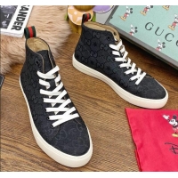 Top Quality Gucci GG Star Bee Canvas High top Sneakers 111442 Black/White