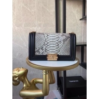 Promotional Boy Chanel Flap Shoulder Bag original Snake leather AS67086 grey