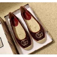 Discount Design Gucci GG Matelassé Canvas Espadrilles 120101 Burgundy