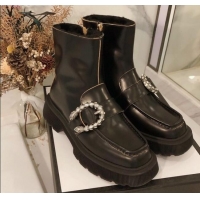 Fashion Gucci Dionysus Shiny Calfskin Wool 20cm Short Boots 120136 Black 