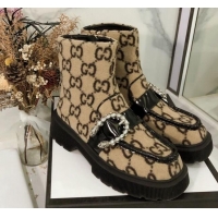 Most Popular Gucci Dionysus GG Wool Short Boots 120137 Beige