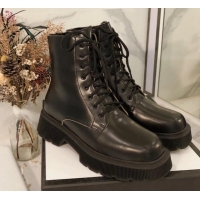 New Design Gucci Calfskin Wool Lace-up 20 cm Short Boots 120139 Black