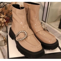 New Style Gucci Dionysus Patent Leather 20 cm Short Boots Nude 120140