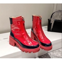 Perfect Gucci Patent Leather 5cm Heel  Short Boots with Front Zip 120211 Red