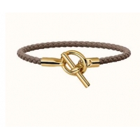 New Style Hermes Glenan Braided Bracelet H85230 Taupe