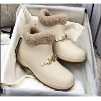 Duplicate Gucci Wool Flat Short Boot with Horsebit 120266 White