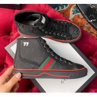 Good Looking Gucci Tennis 1977 High-Top Sneakers in Black Canvas 120301