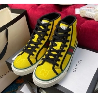 Best Gucci Off The Grid Tennis 1977 High-Top Sneakers in Yellow GG Canvas 120302