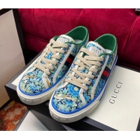 Perfect Gucci Tennis 1977 Liberty London Floral Low-Top Sneakers in Blue Canvas 120310