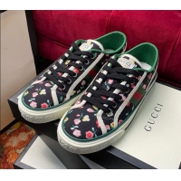 Best Luxury Gucci Tennis 1977 Liberty London Floral Low-Top Sneakers in Black Canvas 120311