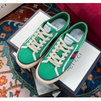 Low Cost Gucci Tennis 1977 Low-Top Sneakers in Green Canvas 120314