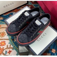 New Style Gucci Tennis 1977 Low-Top Sneakers in Black GG Canvas 120318