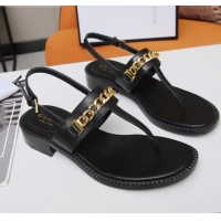 Grade Quality Gucci Leather Thong Sandal with Chain 626599 Black 2020