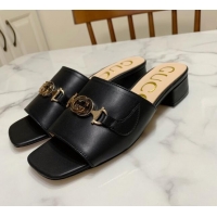 Affordable Price Gucci Zumi Leather 25mm Slide Sandals 602415 Black