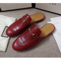 Best Price Gucci Stone Embossed Leather Slipper 010911 Red