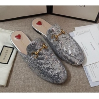 Duplicate Gucci Sequins Slipper 010915 Silver