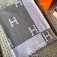 Popular Style Hermes Classic Wool Cashmere Blanket 140x170cm H8503 Grey 2020