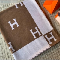 Promotional Hermes Classic Wool Cashmere Blanket 140x170cm H8504 Dark Brown 2020