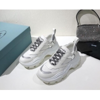 Top Quality Prada Block Sneakers 061506 White/Silver