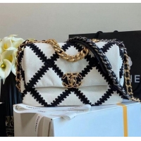 Unique Discount Chanel Crochet Quilted Calfskin 19 Flap Bag AS1160 White 2020