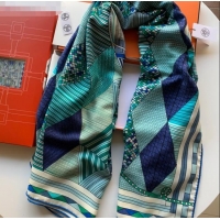 Market Sells Hermes Cashmere Silk Patchwork Horse Shawl Scarf 140x140cm CD1736 Light Blue 2020