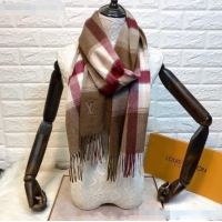 Best Product Louis Vuitton Cashmere Scarf B2181 Brown/Burgundy 2020