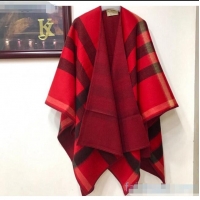 Shop Fashion Burberry Cashmere & Wool Check Double Cape B2185 Red 2020