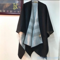 Luxury Cheap Burberry Cashmere & Wool Check Double Cape B2185 Black 2020