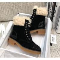 Best Price Chanel Suede Fur Short Boots 111041 Black