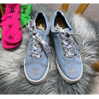 Best Price Chanel Vintage Denim Sneakers Light Blue 111119