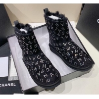 Luxury Chanel Crystal CHANEL Letter Allover Short Boots 111420 Black