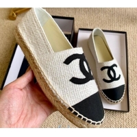 Top Grade Chanel Tweed Espadrilles G29762 White/Black