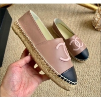 Good Quality Chanel Leather Embroidered CC Espadrilles G29775 Pink