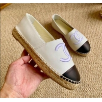 Top Quality Chanel Leather Embroidered CC Espadrilles G29775 White