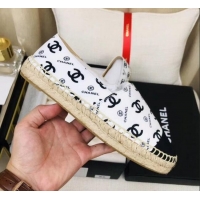 Low Price Chanel CC Allover Canvas Espadrilles 120119 White