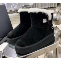 Lowest Price Chanel 4.5cm Height Suede Wool Short Boots with Buckle Black 120203