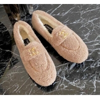 Top Quality Chanel Shearling Wool Flat Loafers Beige 120204