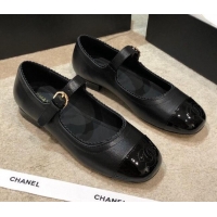 Discount Chanel Calfskin Mary Janes Flats G36482 Black