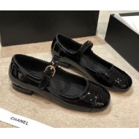 Most Popular Chanel Patent Leather Mary Janes Flats G36482 Black